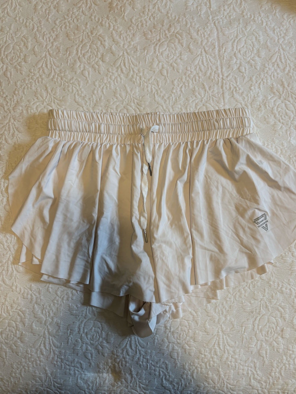 White Athletic Skort with Drawstring